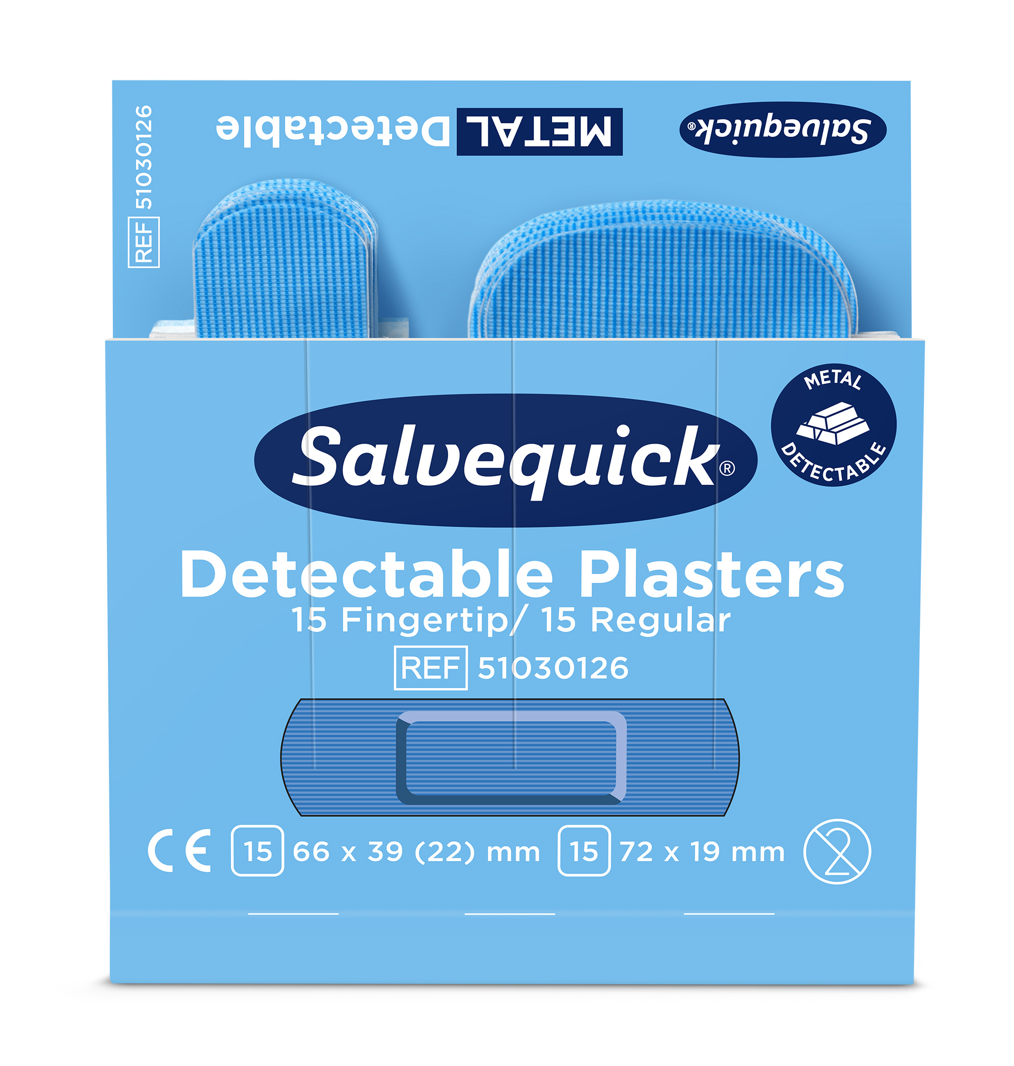 Plåster Spårbara Blå 30-pack Blue Detectable 
Fingertip/Regular