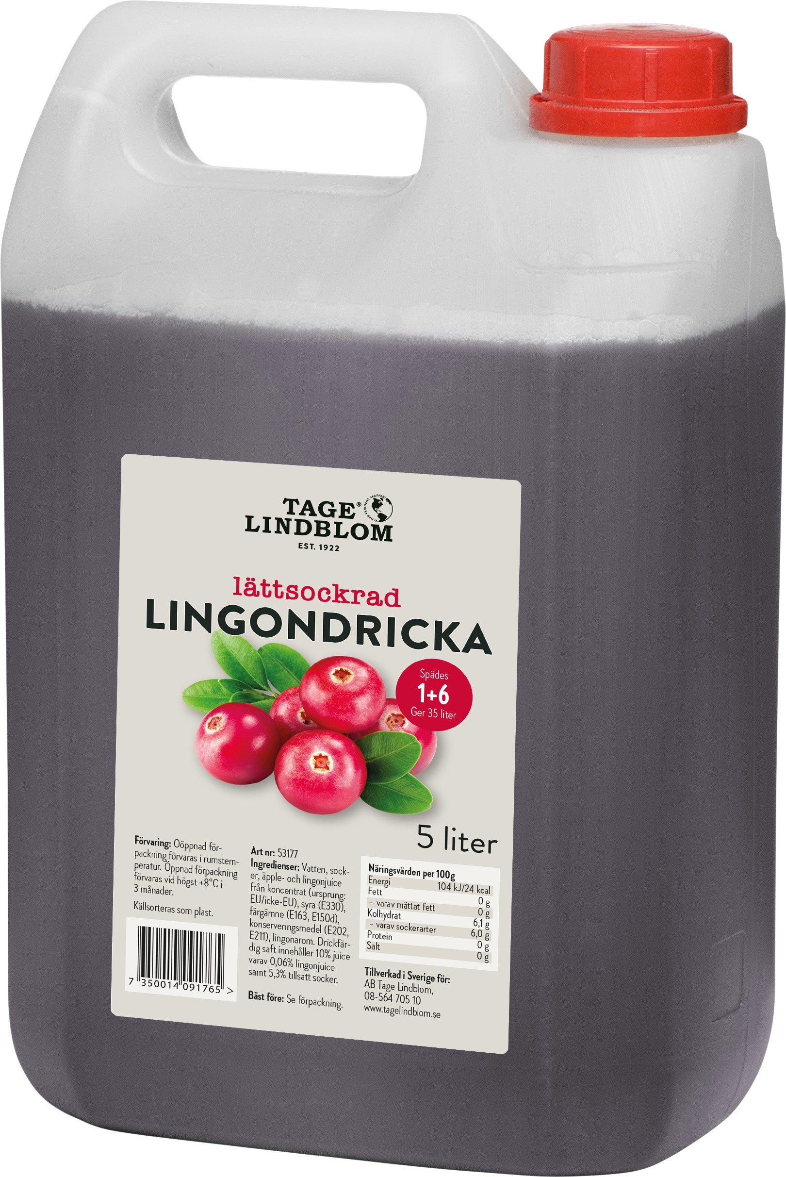 Lingondryck Lättsockrad 1+6