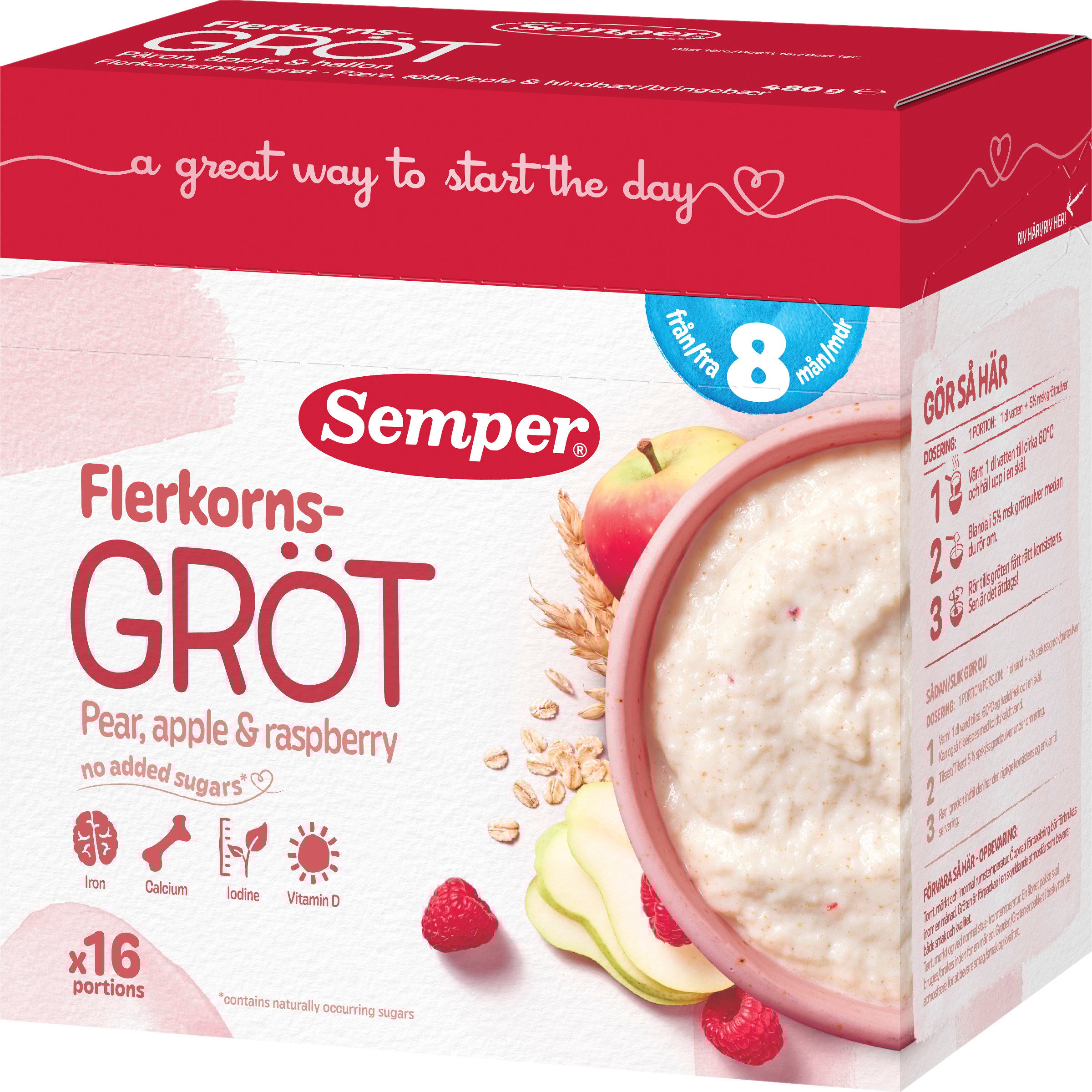 Fullkornsgröt Mild med Frukt 8 Mån