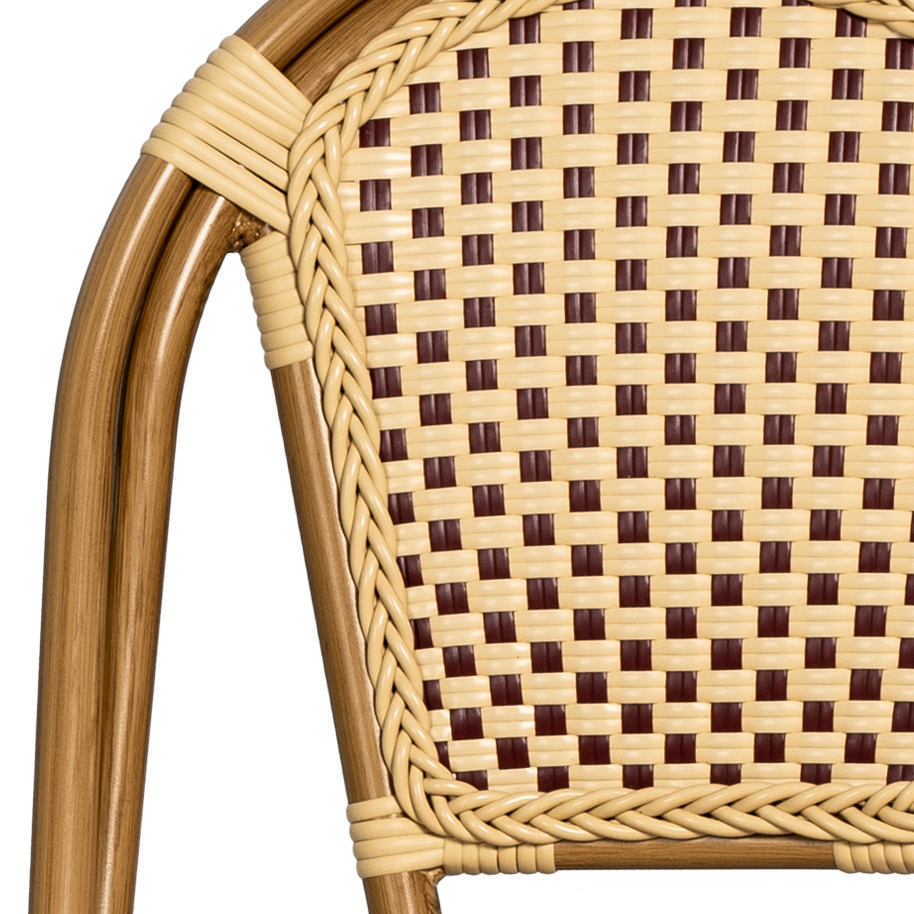 Paris stol, vinröd/creme, bambu stapelbar