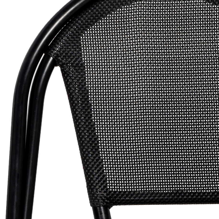 Menton stol, svart textilene stapelbar