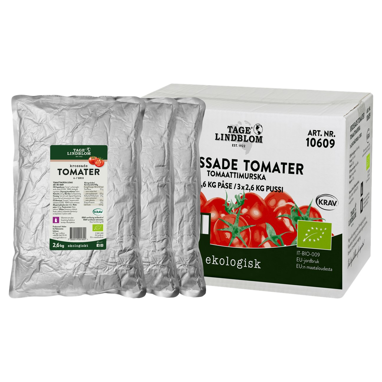 Tomater Krossade 6-7 Brix Påse EKO KRAV