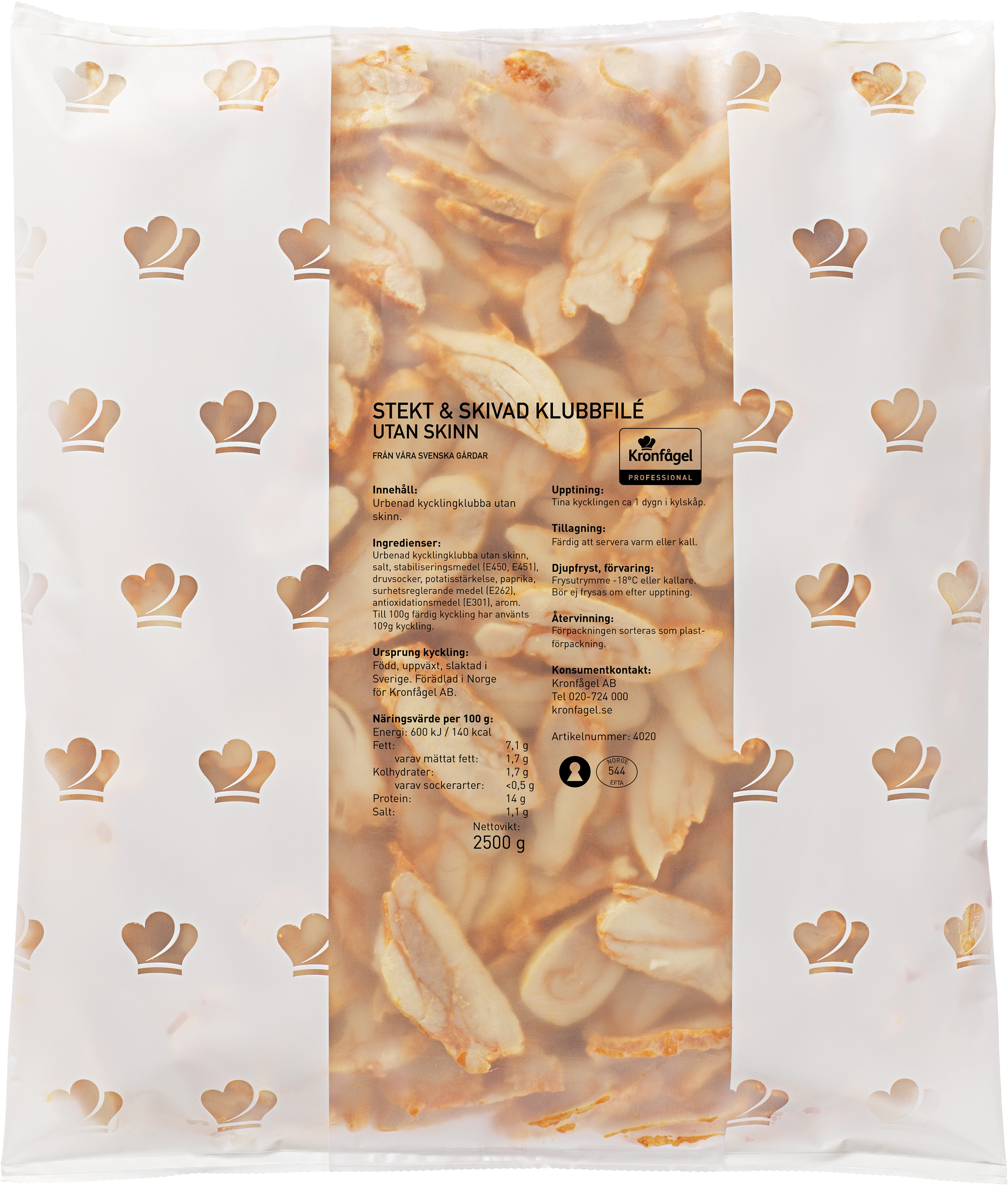 Kyckling Klubbfilé Stekt och Skivad