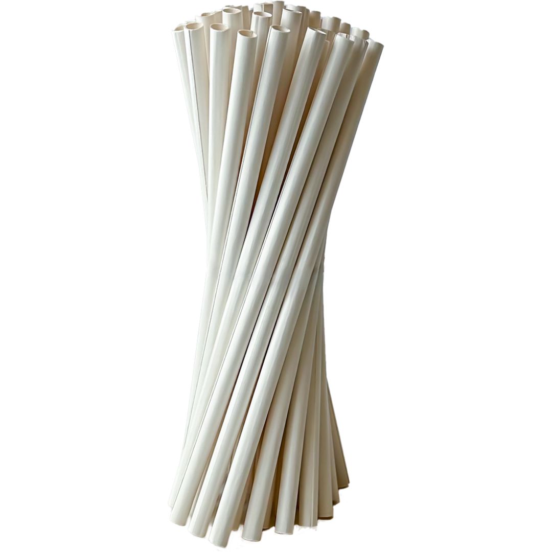 Sugrör Papper 0,8x21cm Vit