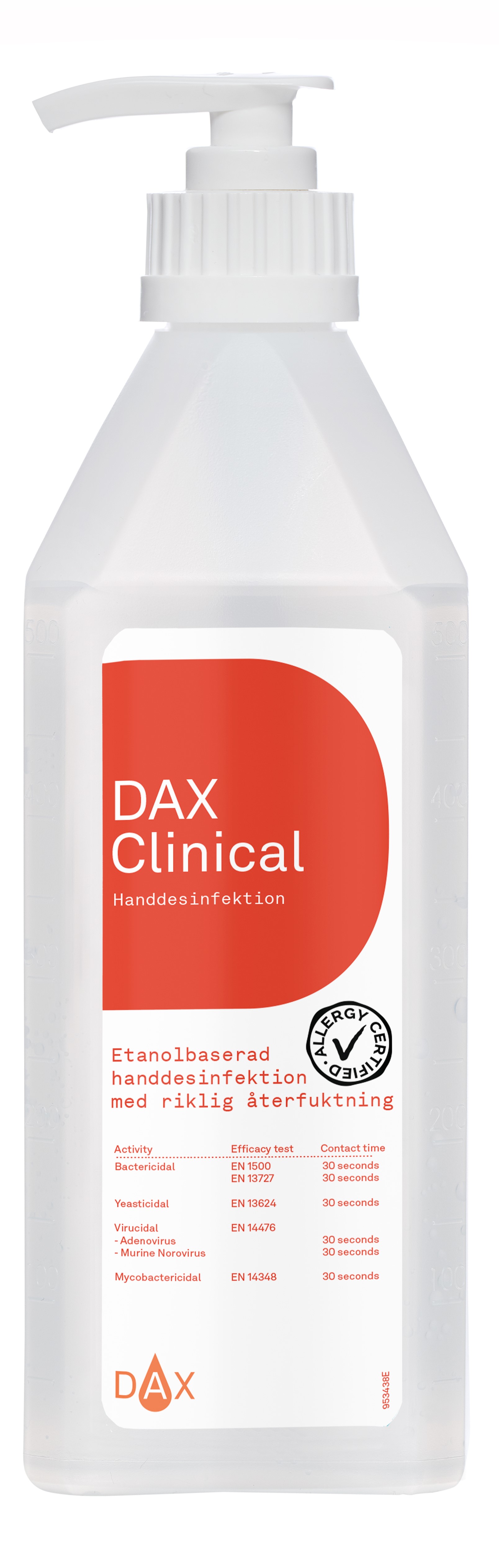 Handdesinfektion 75% 600ml med pump Dax 
clinical