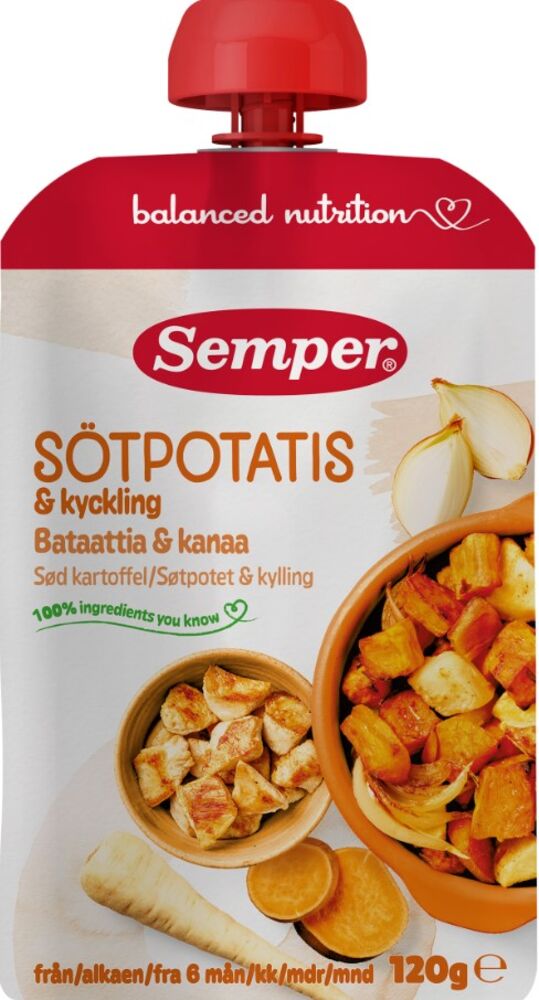 Sötpotatis med Kyckling 6 Mån