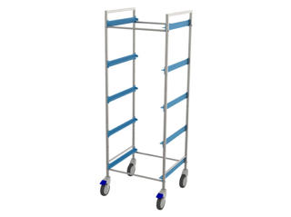 Korgvagn för 5st 50x50cm rostfri 56x51x159cm