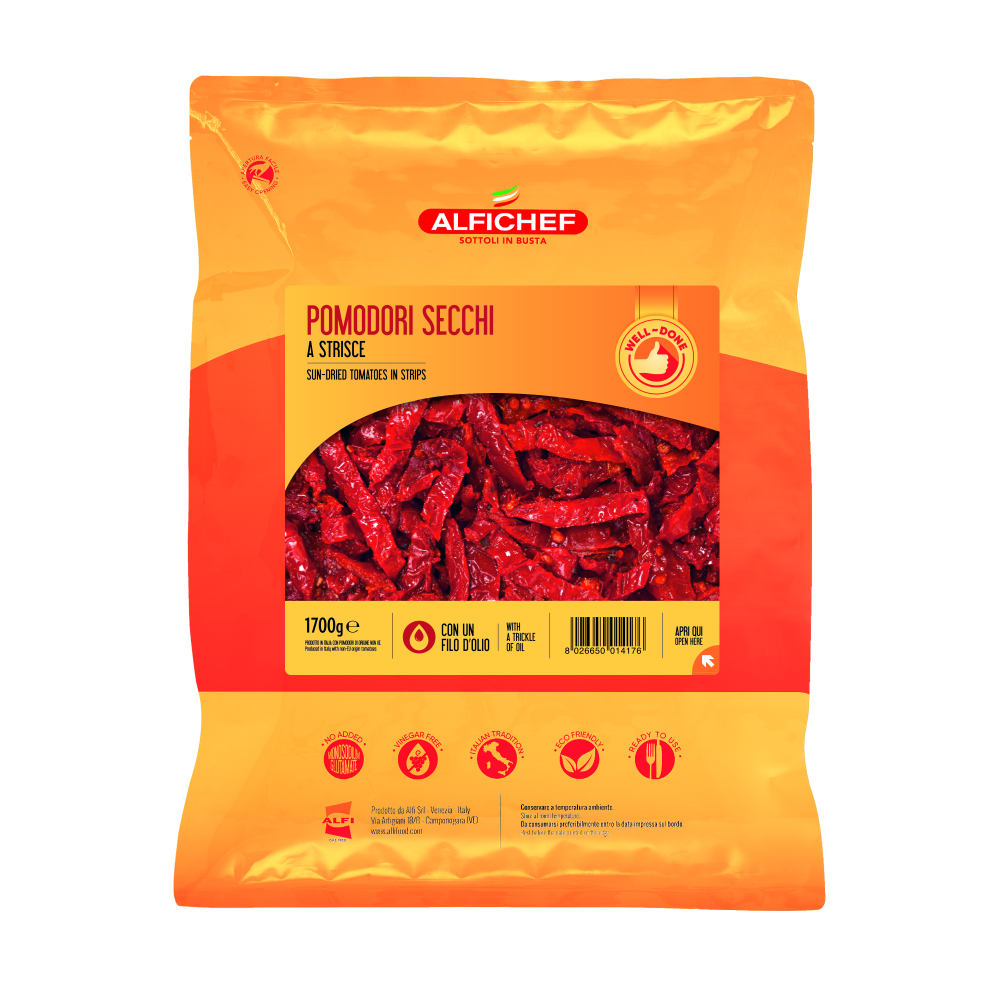 Soltorkade Tomater Strimlade Olja Påse