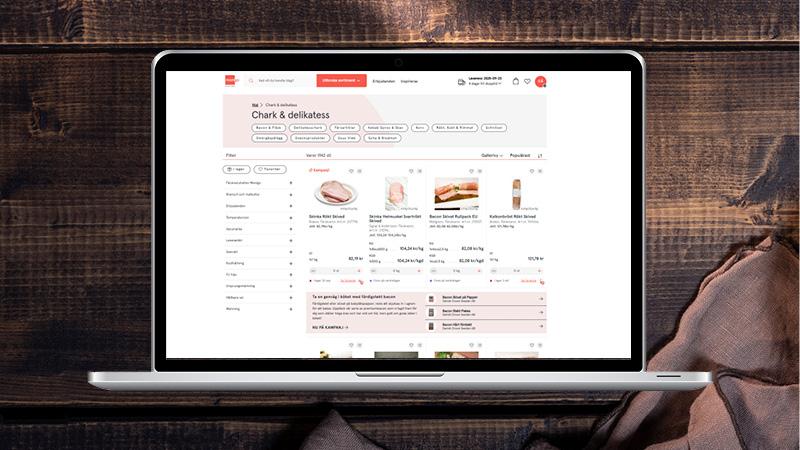 Displayannons med produkter